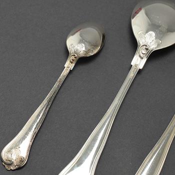 A set of silverware of 66 pcs with Swedish import markings.