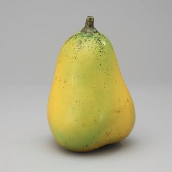 A Hans Hedberg faience sculpture of a pear, Biot, France.