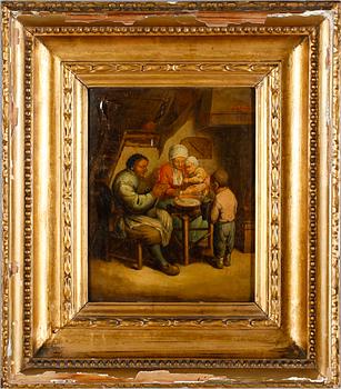 ADRIAEN VAN OSTADE, hans art, olja på pannå, 1800-tal.
