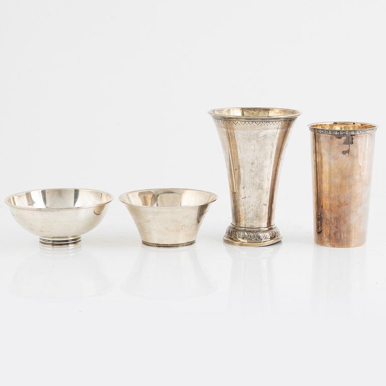 Part silver, 14 pieces, including Eric Löfman, goblets, silver, MGAB, Uppsala, 1971. Sweden and Ethiopia.