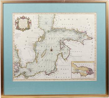 KARTA över Östersjön och St Petersburgs hamn. Richard Wiliam Seale. 1700-tal.