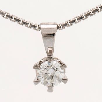 BRILJANTHÄNGE m KEDJA 18K vitguld 1 briljant 0, 77 ct TW SI, Stjärnringen certifikat 1997.