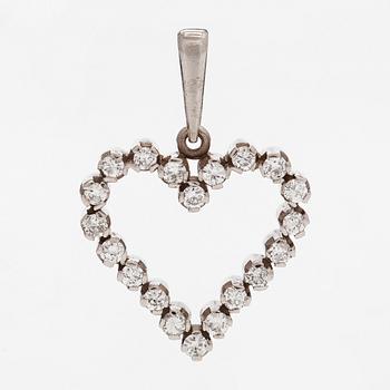 A. Tillander, riipus, sydän, 18K valkokultaa ja timantteja.