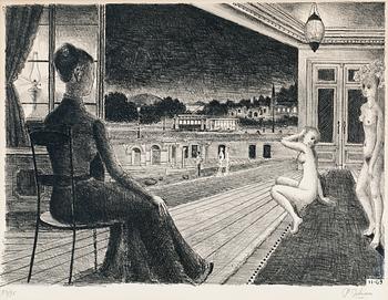 171A. Paul Delvaux, "DEVANT LA VILLE".