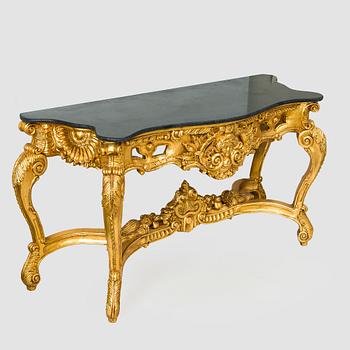 Mirror with console table, Baroque style, late 20th century.