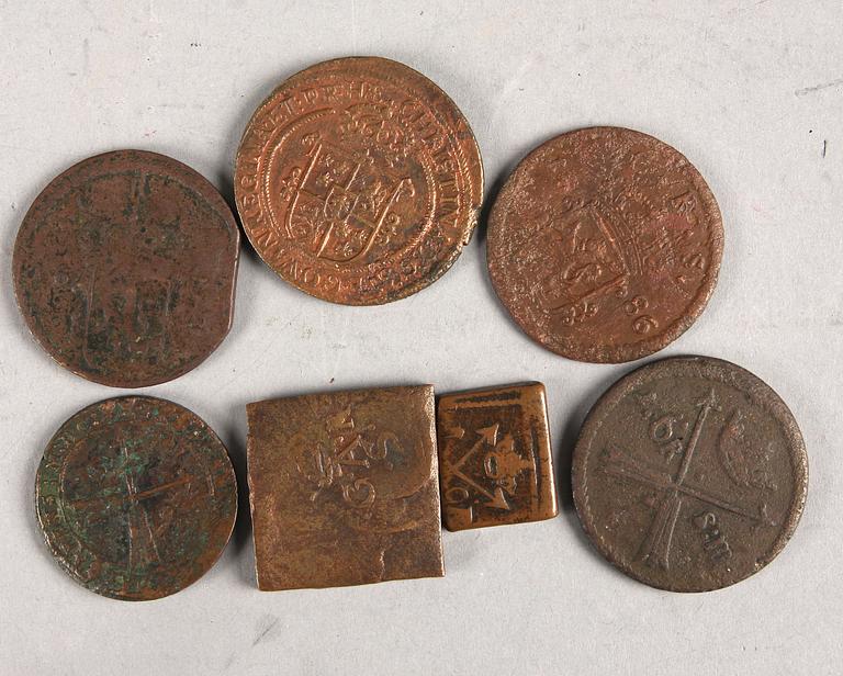 KOPPARMYNT, 7 st. Sverige 1600-tal.