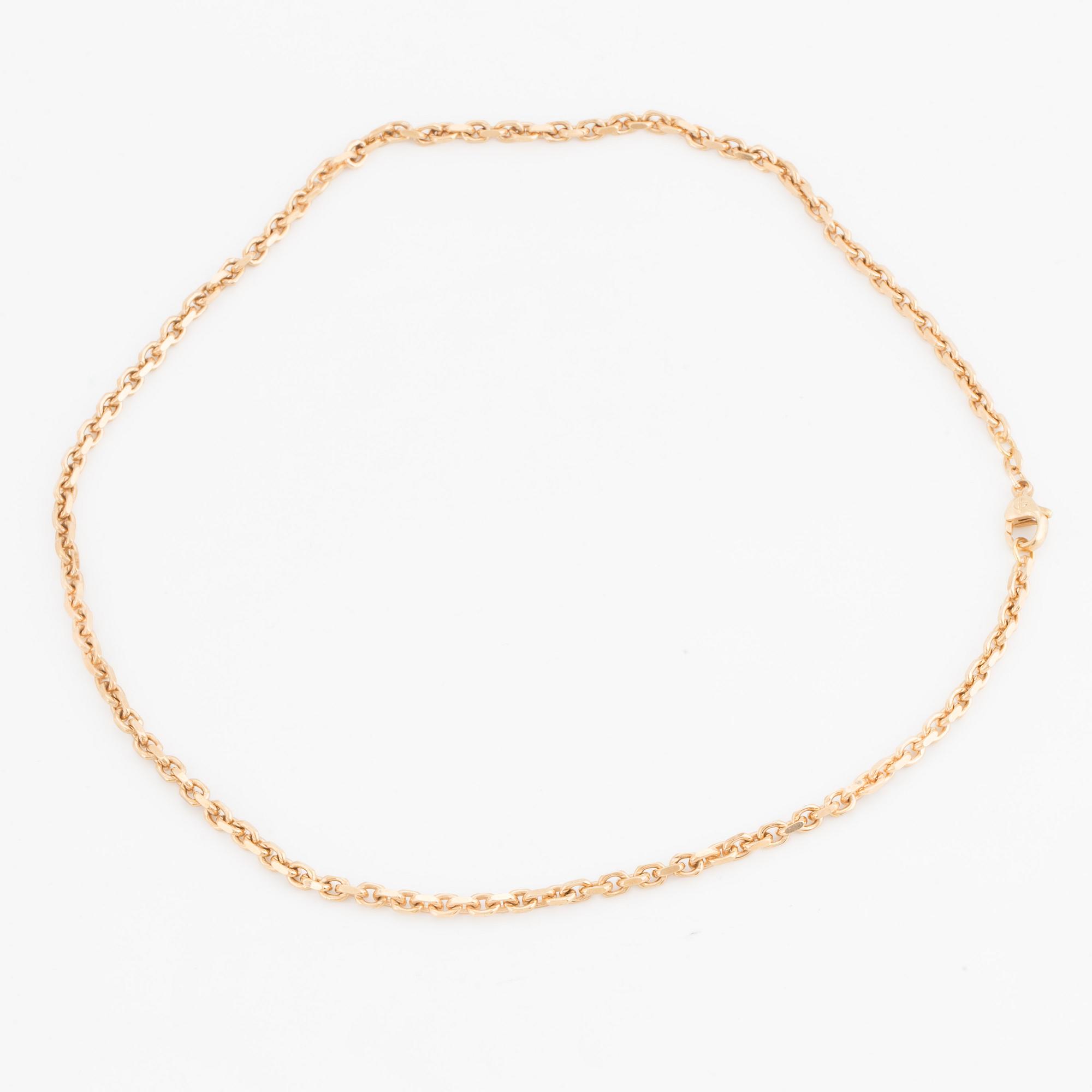 A cable-link chain necklace.