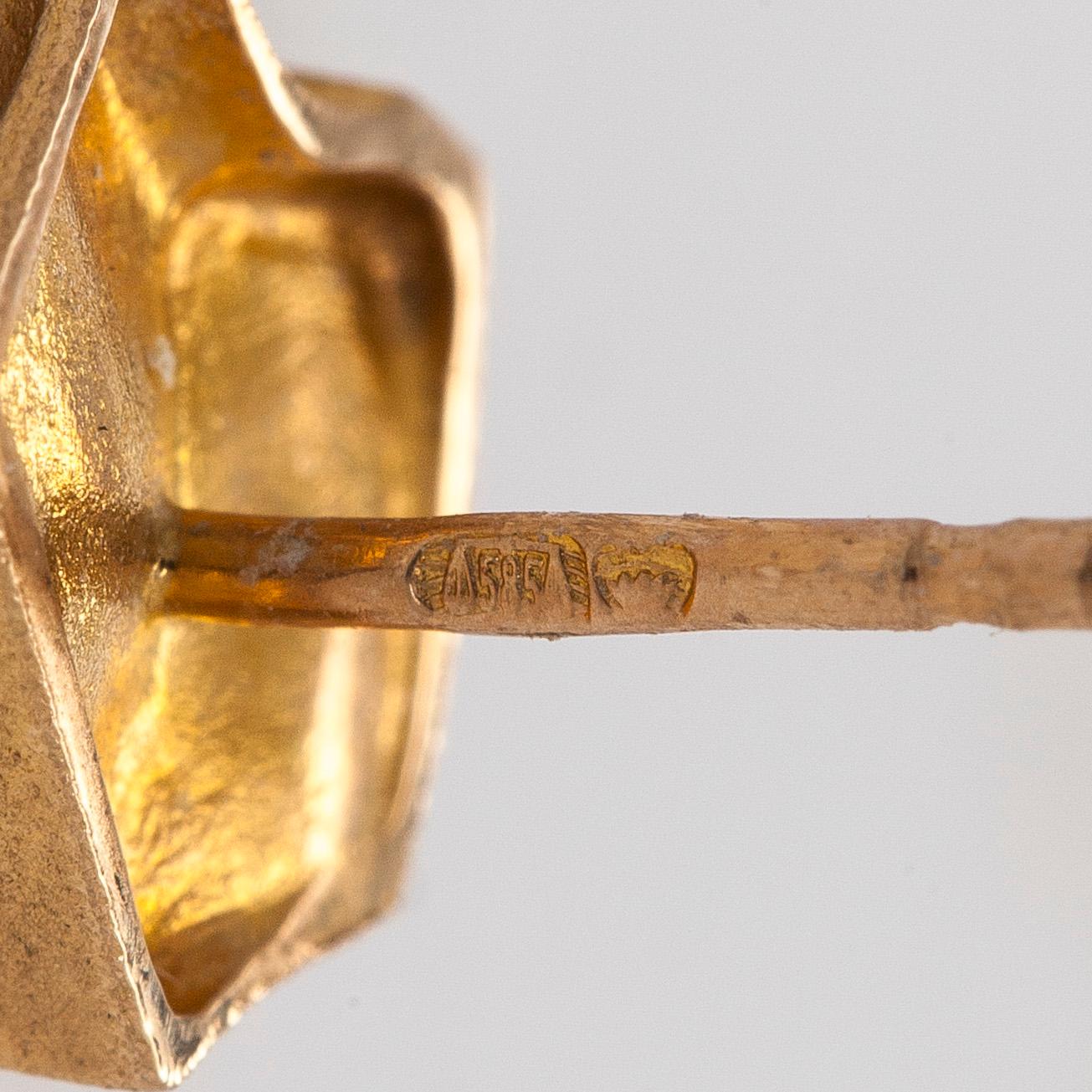 Björn Weckström, a pair of 14K gold earrings "Paio" for Lapponia.