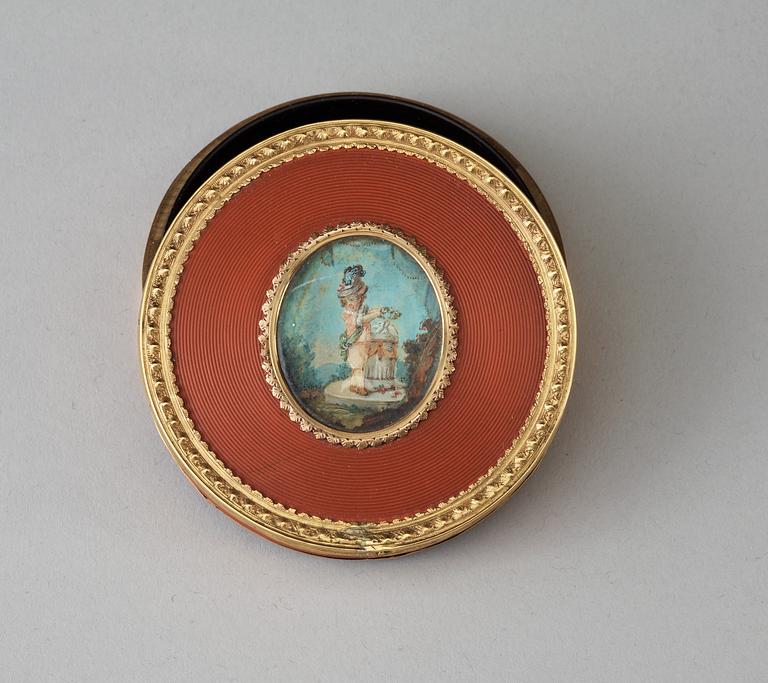 A French 18th century laqure and tortoiseshell snuff-box.