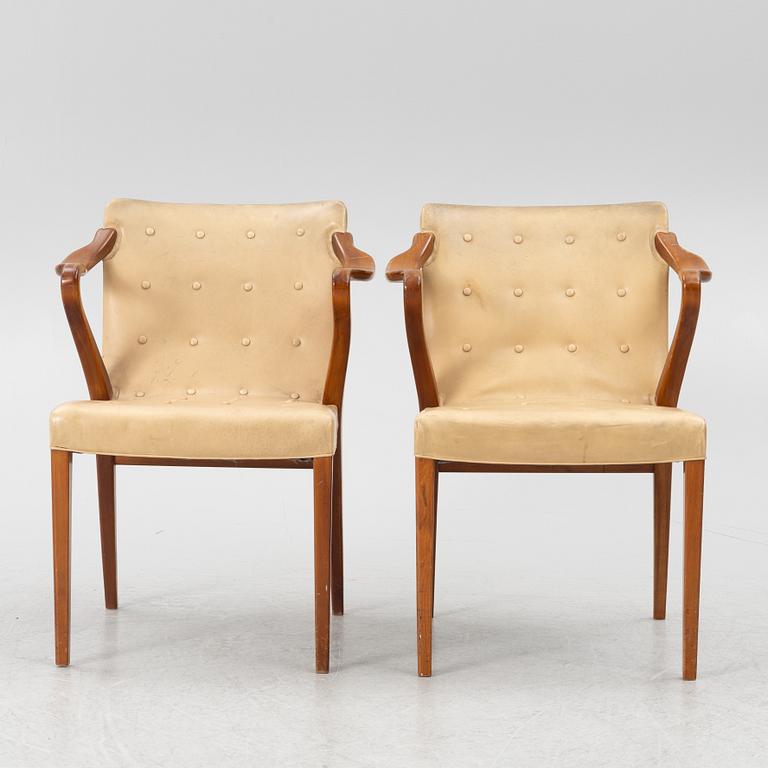 Axel Larsson, karmstolar, ett par, modell 1208, Svenska Möbelfabrikerna Bodafors.