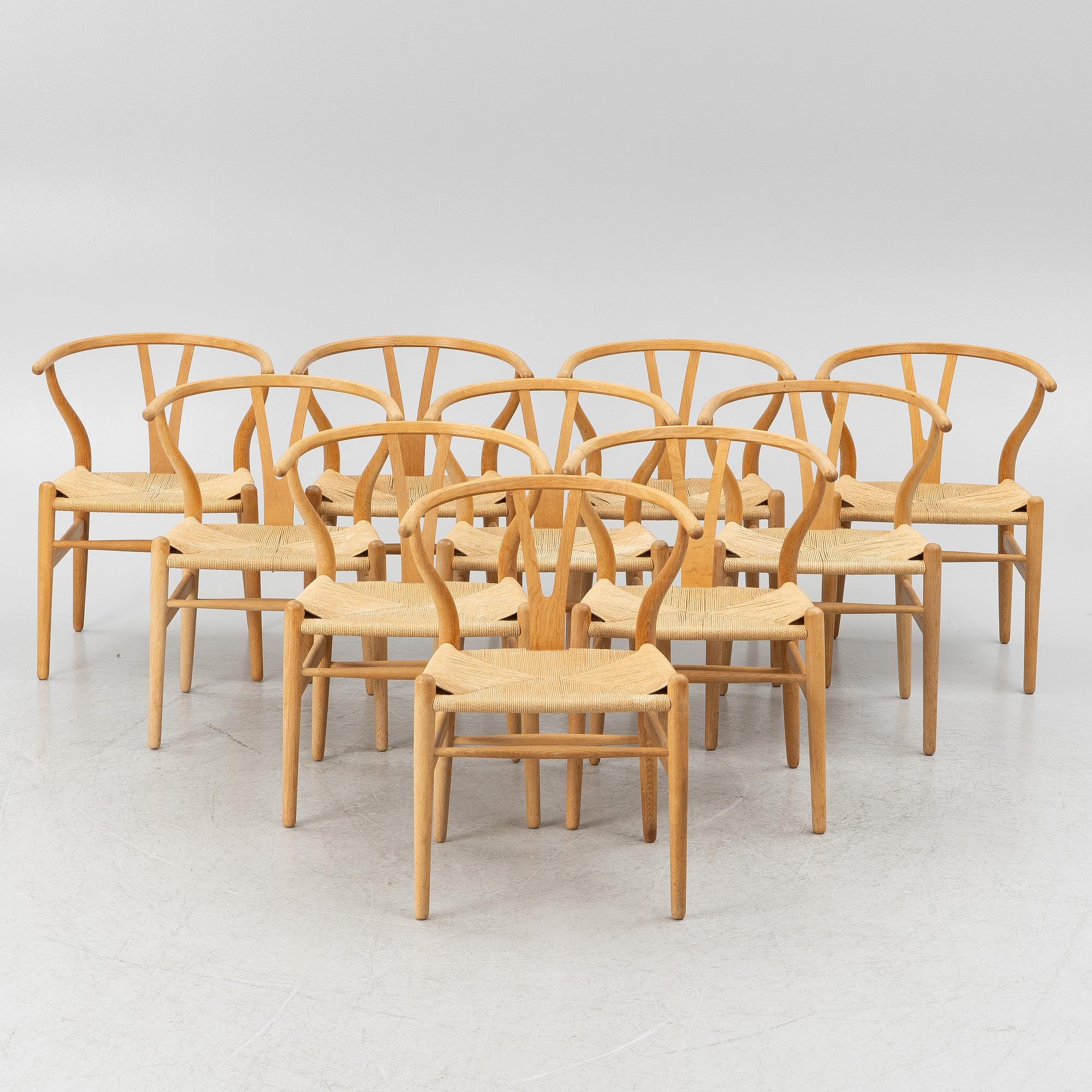 Hans J Wegner, stolar, 10 st, CH-24  "Y-stolen" Carl Hansen & son. Danmark.