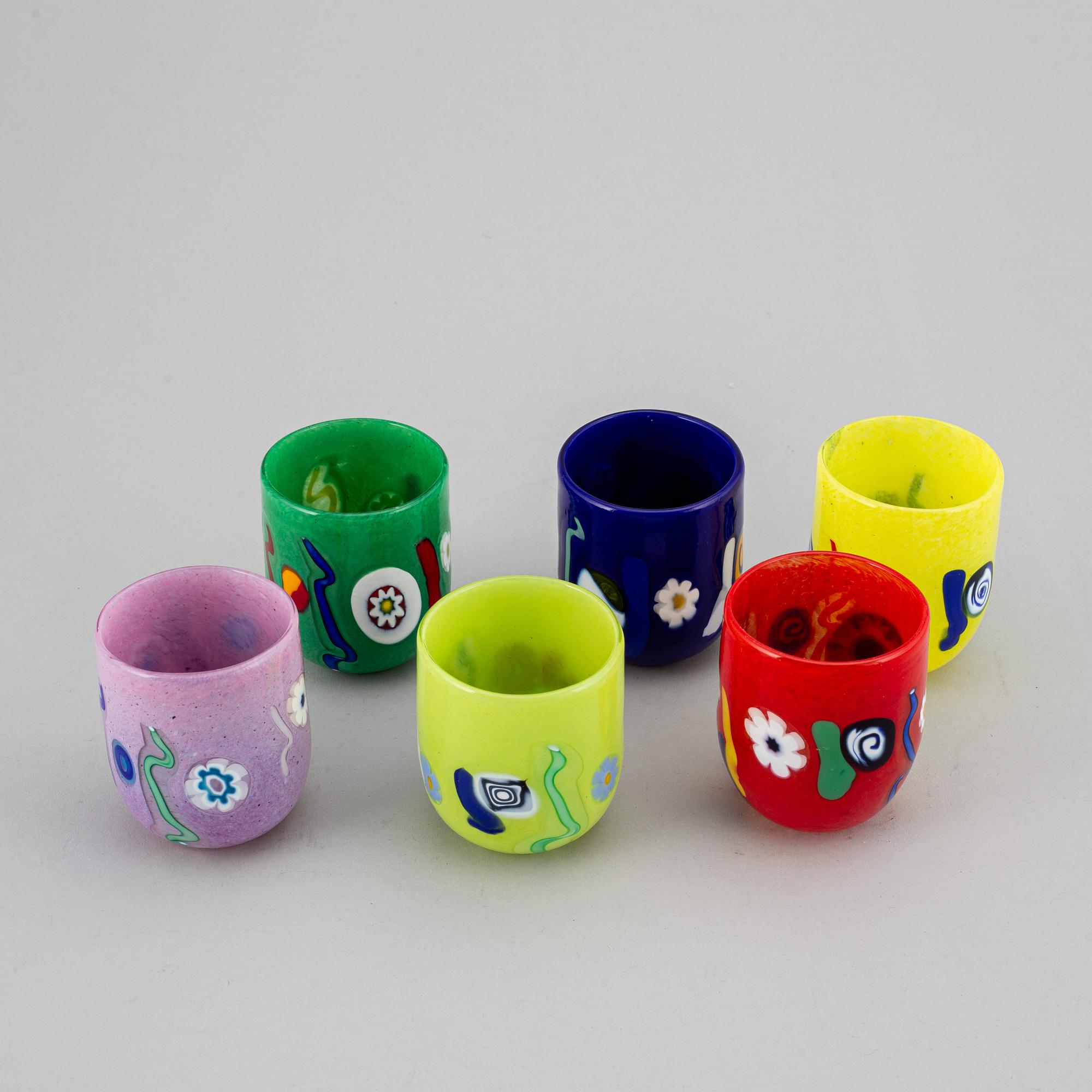 A set of six "Goto" glasses/candleholders, Murano, Venice, 1990- 2000.