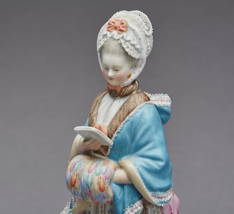 FIGURIN, Chelsea-liknande märke, porslin, 17/1800-tal.