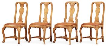 606. Four Swedish Rococo 18th century chairs.