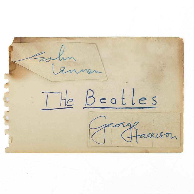 The Beatles, autographs, 3 sheets signed by John Lennon; Paul McCartney; George Harrison; Ringo Starr and Jimmie Nicol.