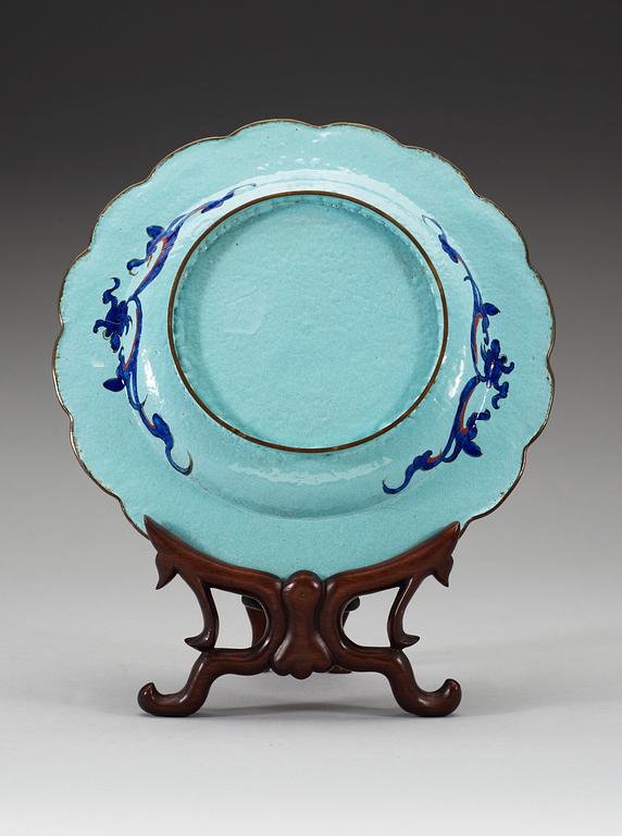 A enamel on copper dish, Qing dynasty 19th Century.
