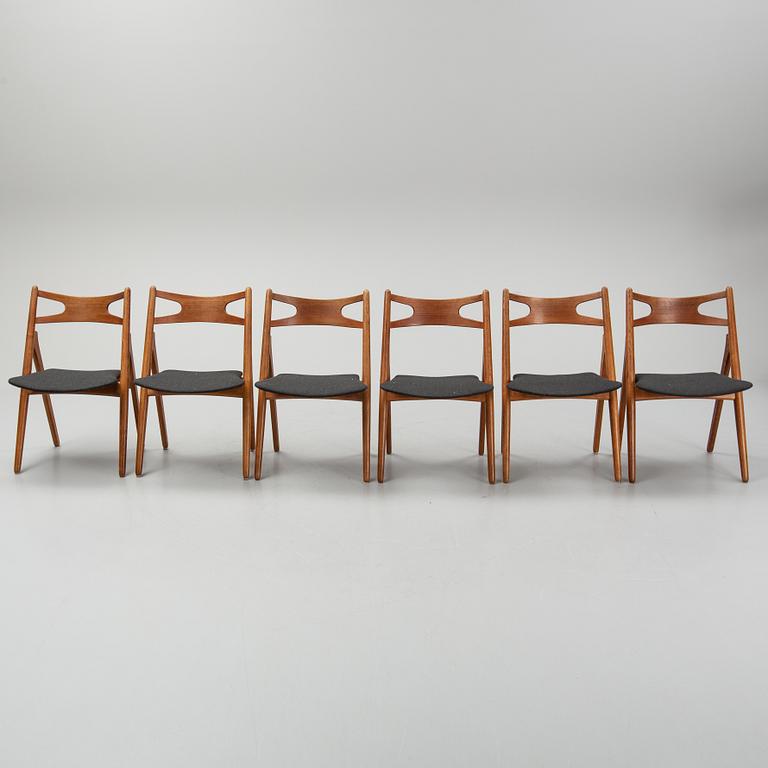 Hans J Wegner, 6 'CH 29/Sawbench chair' chairs for Carl Hansen & Son. 1950's-60's.