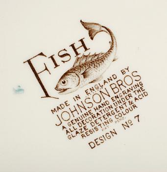 FISKSERVIS, 10 delar, porslin, "Fish", Johnson Bros, England, 1900-talets mitt.