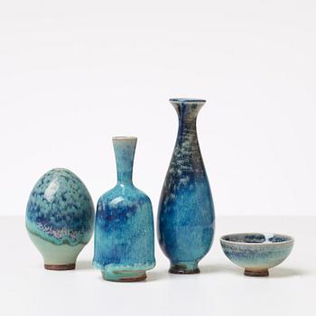 MINIATYRER, 4 st, stengods, Berndt Friberg Gustavsbergs Studio.