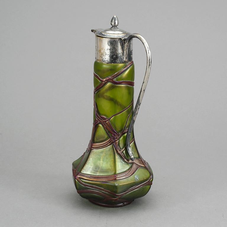 KANNA, jugend, nysilver samt glas, 1900-talets början. Sannolikt Lötz, Österrike.