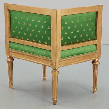 A late Gustavian circa 1790 corner chair, probably by  E. Öhrmark och J. B. Masreliez.