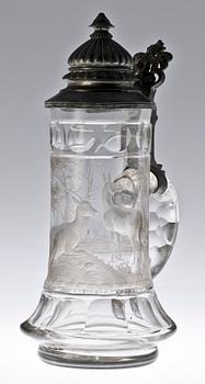 PARTI GLAS, 4 delar, bla Böhmen, 1800-1900-tal.