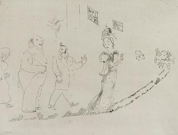 Marc Chagall, Dinner is Served, from "Dead Souls" by Nikolai Gogol.