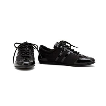 666. PRADA, a pair of black nylon and leather sneakers.