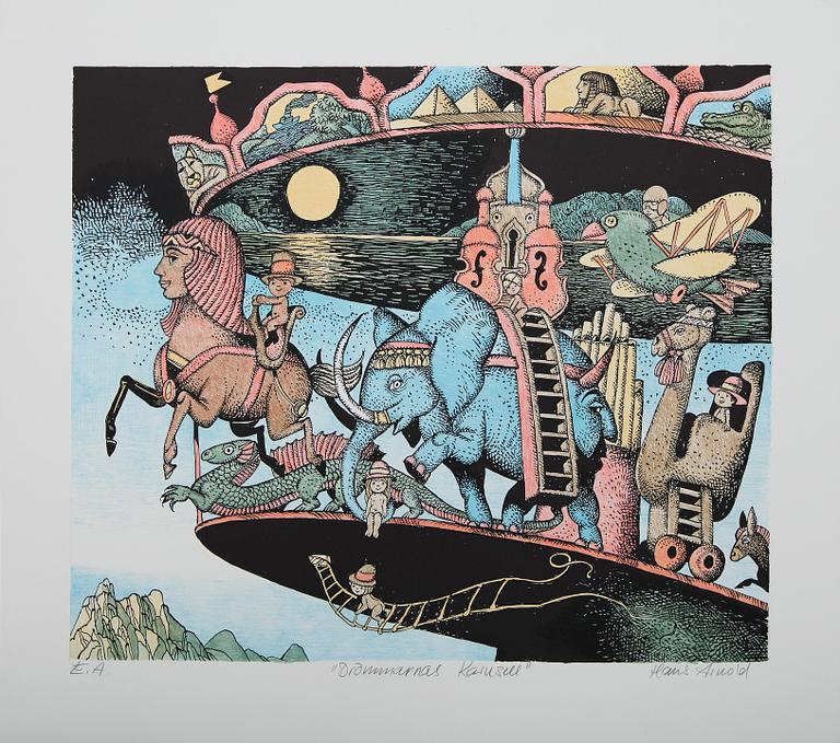 HANS ARNOLD, färglitografi, signerad, E.A.