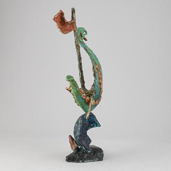 Tomas Almberg, sculpture, painterd bronze, signed.