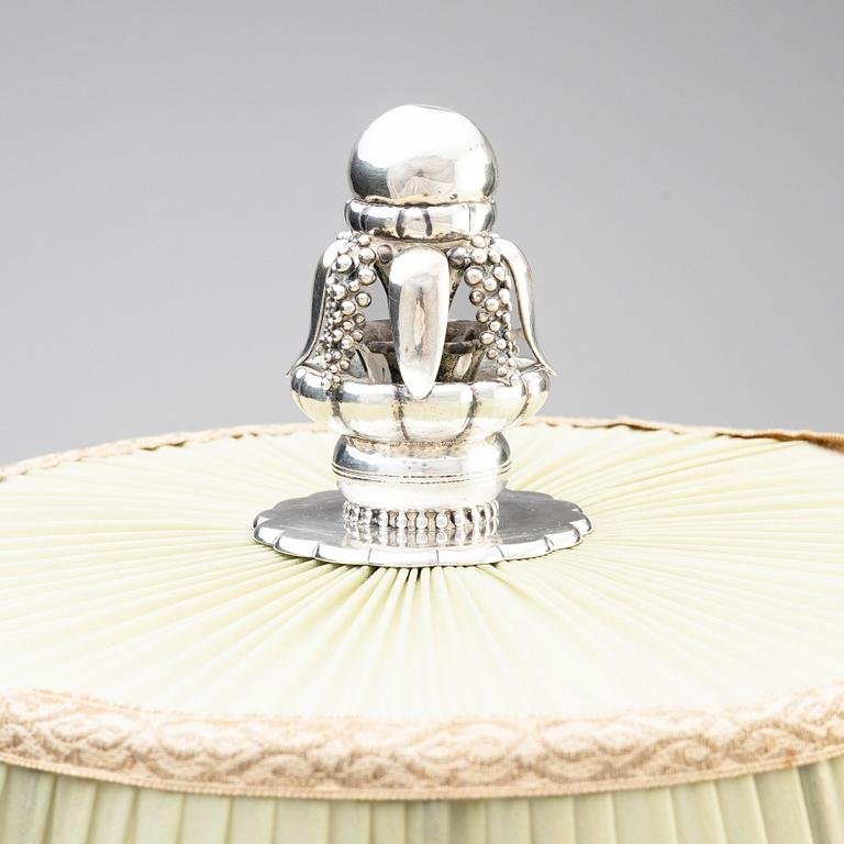 Georg Jensen, a table lamp, Copenhagen 1919, 830/1000 silver, design nr 79.