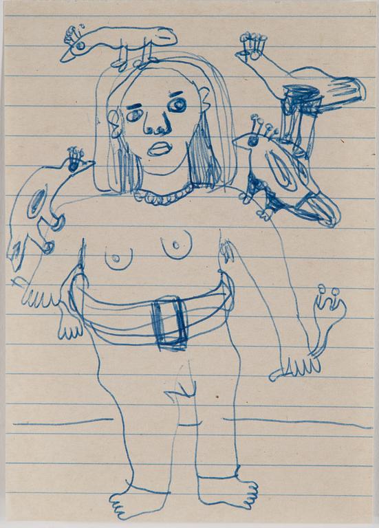 DRAWINGS AND HAND COLOURED ETCHINGS, 5 pcs, Hans Wigert and Lena Cronqvist.