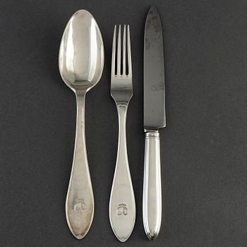 Thirtyfour pieces of silver cutlery by CG Hallberg Stockholm 1901.