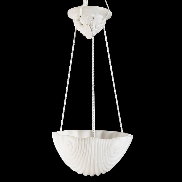 A Carl Milles Swedish Grace alabaster hanging lamp, 1920's.