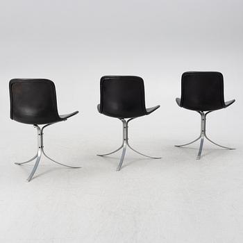 Poul Kjaerholm, a set of three "PK9" chairs, E. Kold Christensen, Denmark, 1960s.