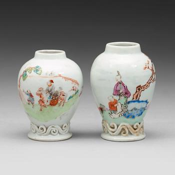 Two famille rose tea caddys, Qing dynasty, Qianlong (1736-95).