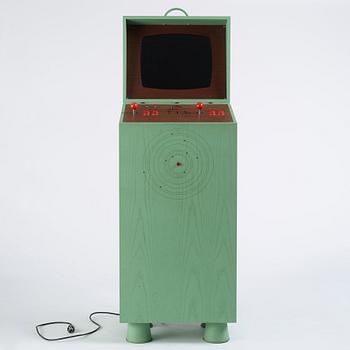 Love Hultén, an arcade video game console, "Pixelkabinett 42", the first pre edition of the ed. 50, executed in his own studio 2015.