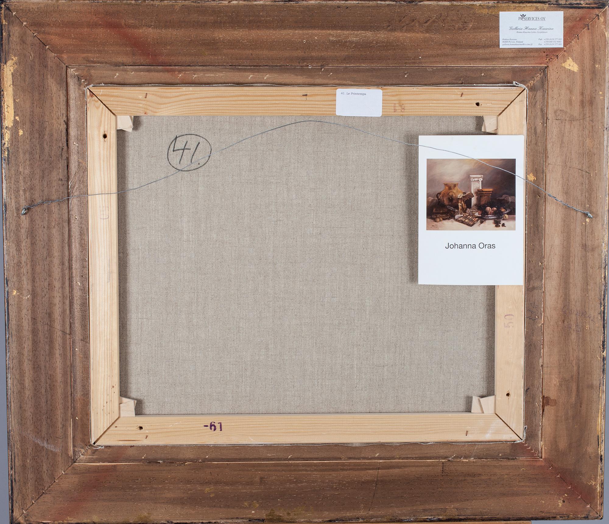 JOHANNA ORAS, olja på duk, signerad.