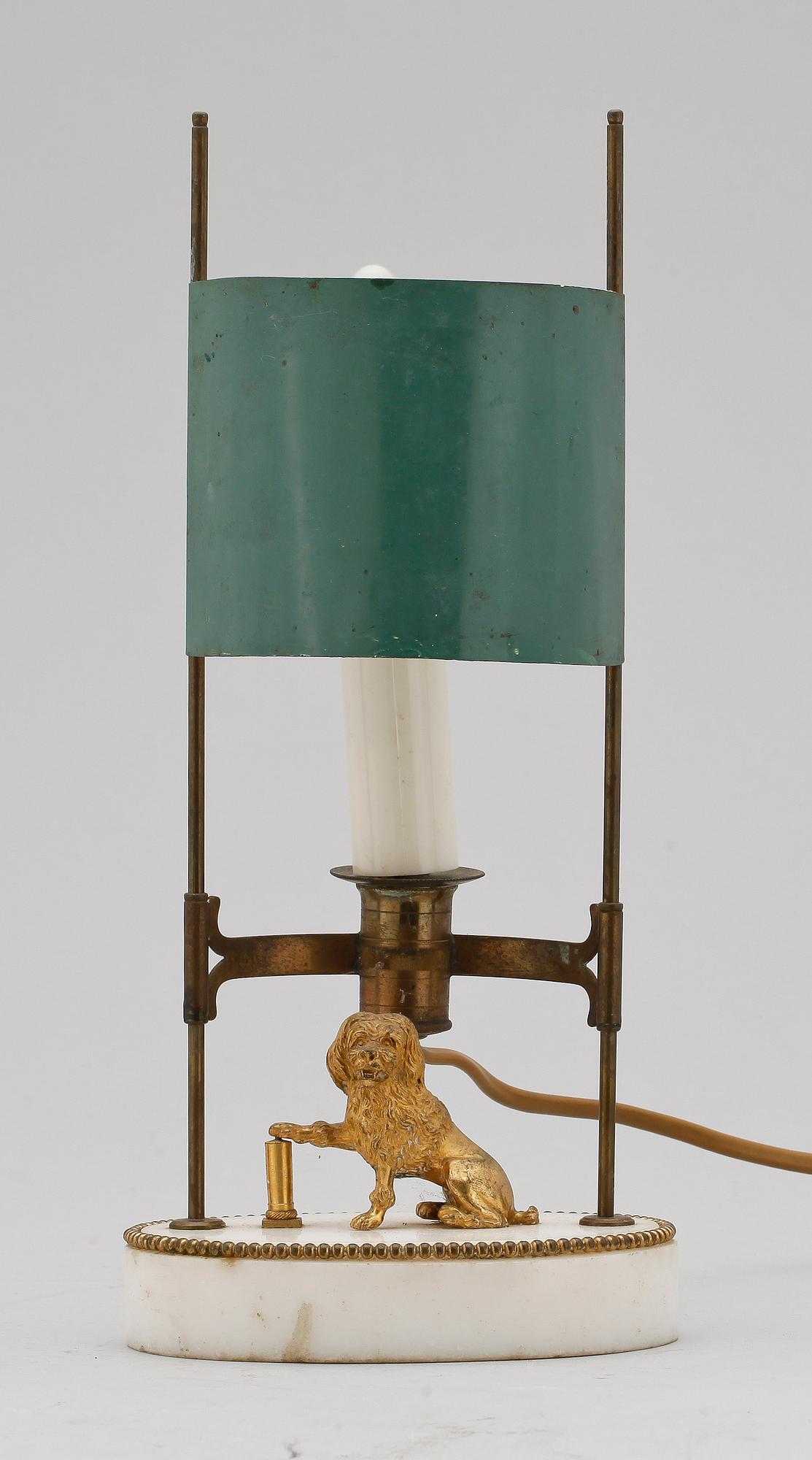 LÄSLJUSSTAKE, marmor, mässing, sengustaviansk, tidigt 1800-tal.