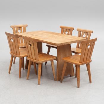 Göran Malmvall, dining group, 7 pieces, Swedish Pine, Karl Andersson & Söner, 1970s.