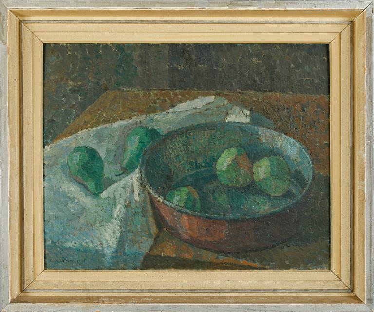 ALBERT SJÖSTRÖM, olja på pannå, sign och dat 1945.
