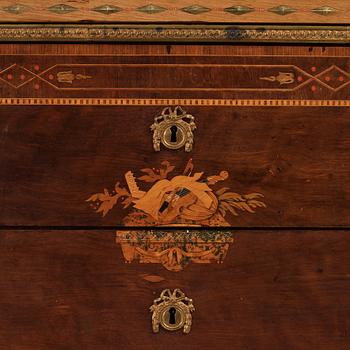 A Gustavian marquetry and ormolu-mounted commode by N. P. Stenström (master in Stockholm 1782 - 90).