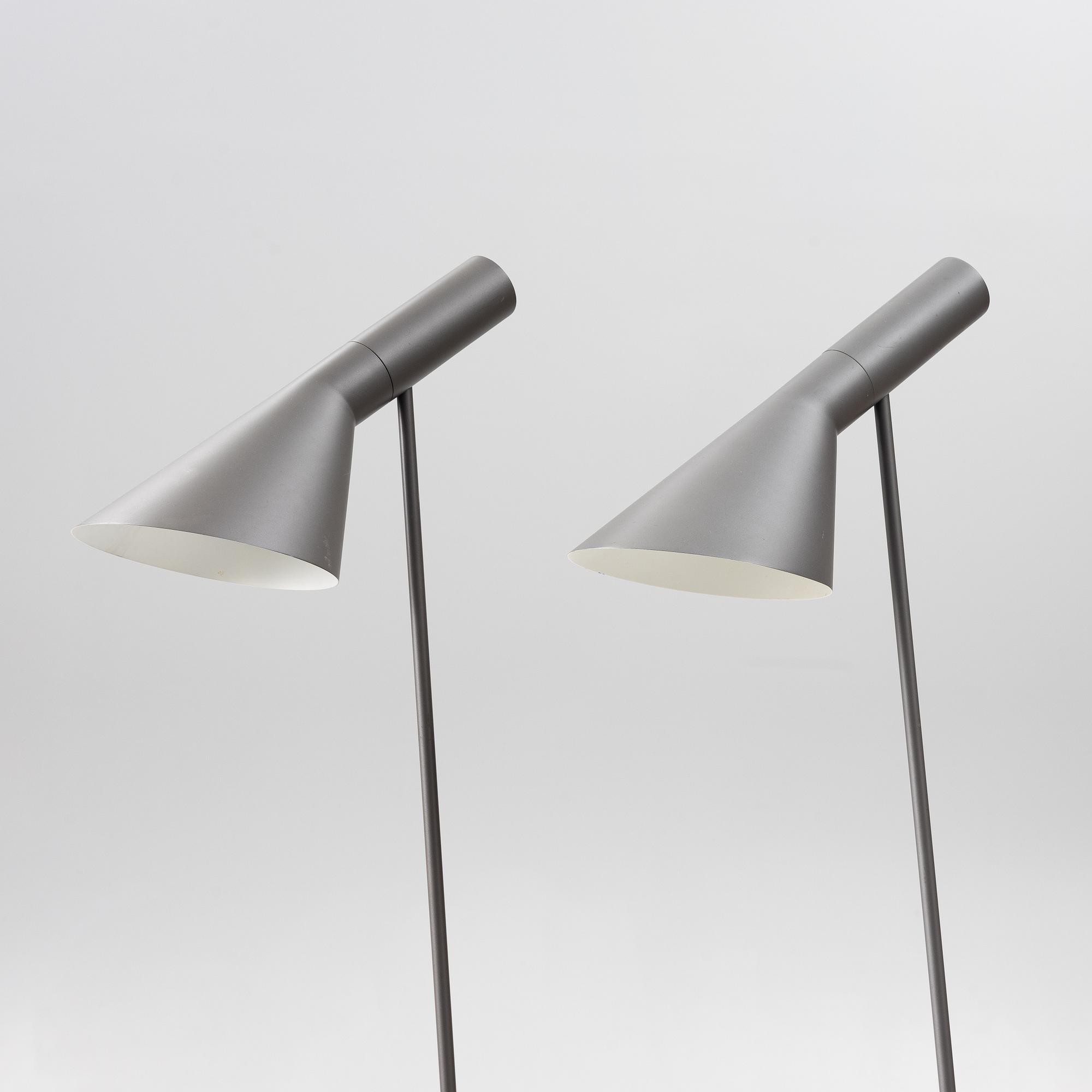 Arne Jacobsen, a pair of 'AJ' floor lamps, Louis Poulsen, Denmark.