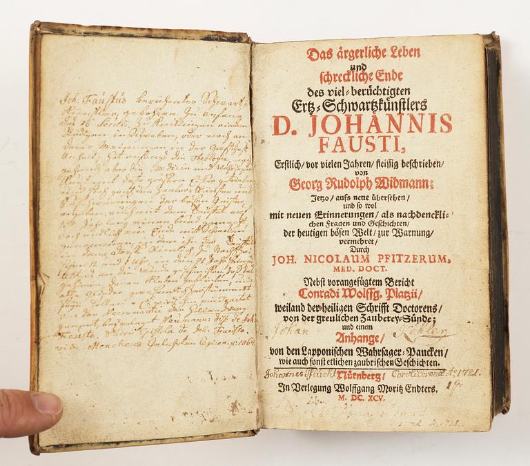 BOK, "Das Ärgerliche Leben und schreckliche Ende...D.Johannis Fausti..." GR. Widmann, Nürnberg 1695.