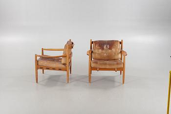 A pair of lounge chairs by Ingemar Thillmark for OPE, model "läckö", second half of the 20th century.