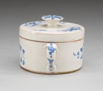 A  faience butter tureen with cover, 18th century. Presumably Marieberg.