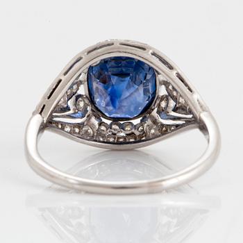 An A Tillander platinum ring set with a faceted sapphire ca 4.25 cts.