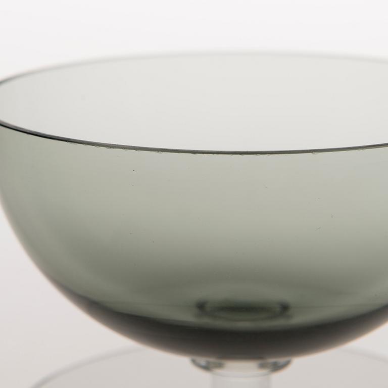A set of six model 1344 footed glass dessert bowls from Nuutajärvi. Designed in 1952.