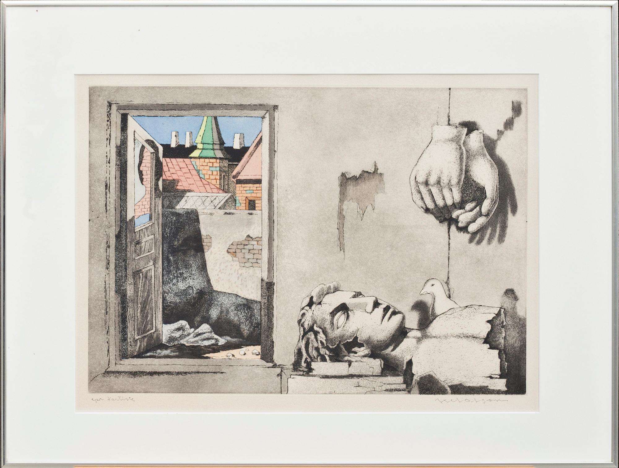 AXEL OLSON, färgetsning. Signerad, ea.