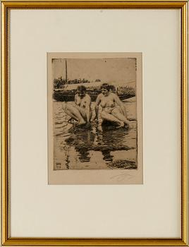 ANDERS ZORN, etsning, "Mina modeller", 1916, signerad med blyerts.